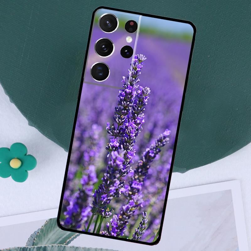 Purple Flowers Lavender Case For Samsung Galaxy S24 Ultra S23 S22 S21 Plus Note 10 Note 20 S9 S10 S20 S21 FE Cover