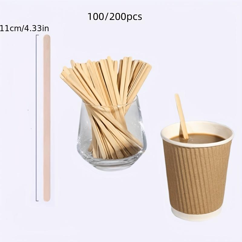 100Pcs 11cm Round Head Wooden Coffee Stirrers Disposable Biodegradable Stir Sticks For Hot Drinks Coffee Tea