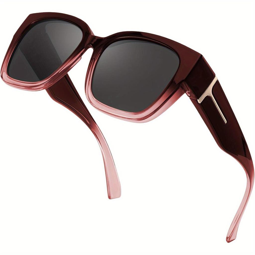 2025 Trendy Myopia Clip-on Gradientní Polarizované Sluneční Brýle – Velký Čtvercový Rám pro Ženy, Ideální pro Řízení a Cyklistiku.