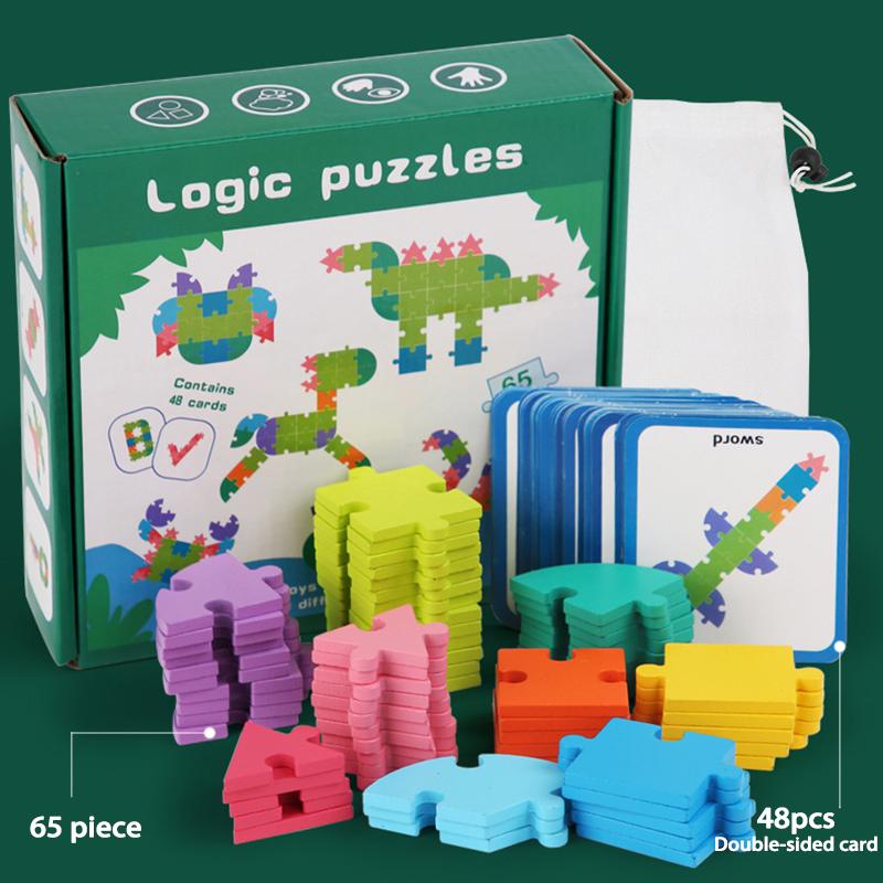 Children Logic Puzzle Tangram Toys Montessori Thinking Educational Games Matching Puzzle Brain Game Letter Animal Jigsaw for Kid