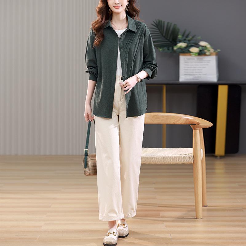 

Весна 2024 Женский Модный Маленький Свободного Кроя Комплект Рубашки, Скрывающий Живот, Универсальный M (110-125 jin)