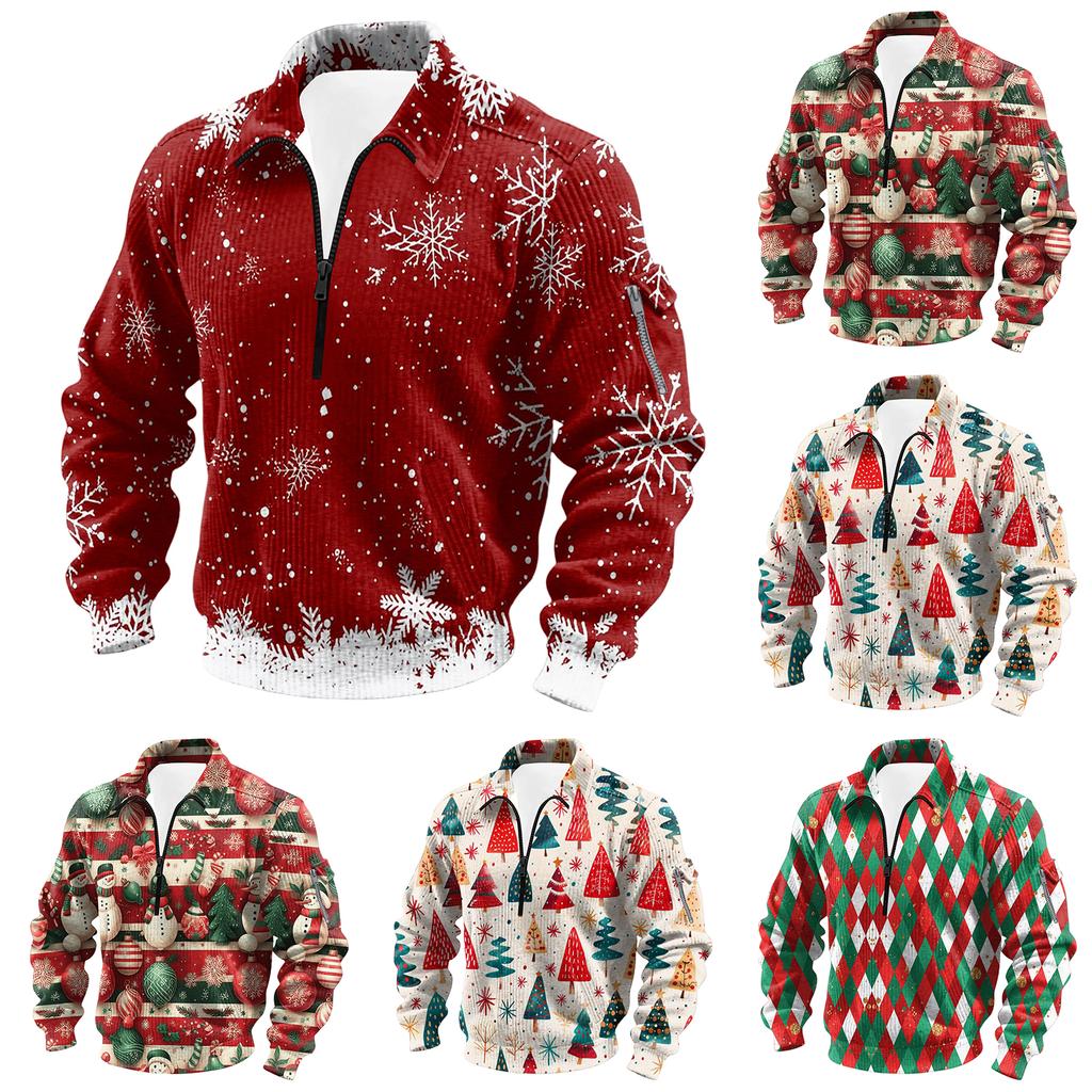 Men's  Flip Collar  Long Sleeves  Half Zipper  Hoodie