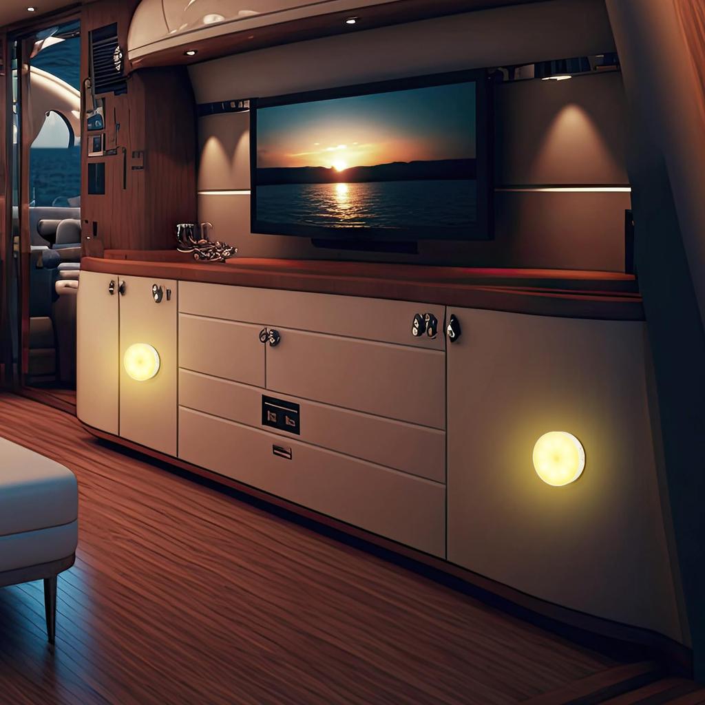 2pcs Magnetic Motion Sensor Nightlight with USB Charging Cable Walls LED Night Lights for Home Kitchen Hallway Bathroom Lighting