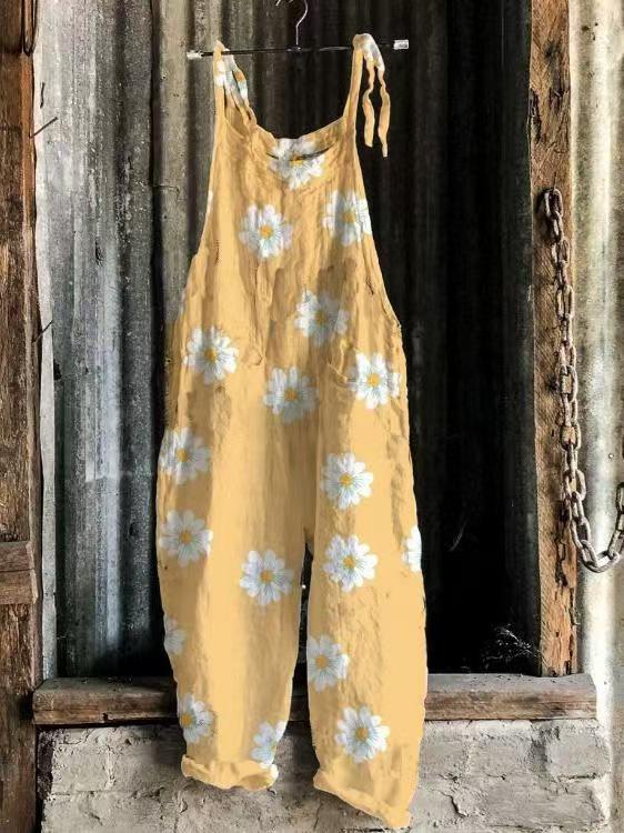 2025 Summer Retro Print Wide-Leg Women's Jumpsuit