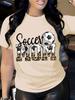 Summer women's front-printed short-sleeved T-shirt tops, casual and sports style,