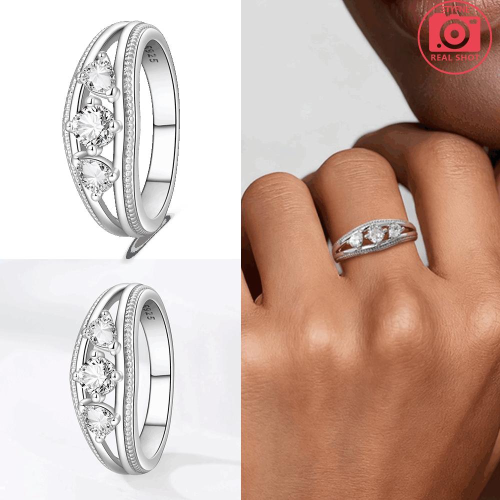 Authentic Ring copper copper Square Zirconia Ring Star Shape Lotus Ring Anniversary Delicate Fine Gift Accessory