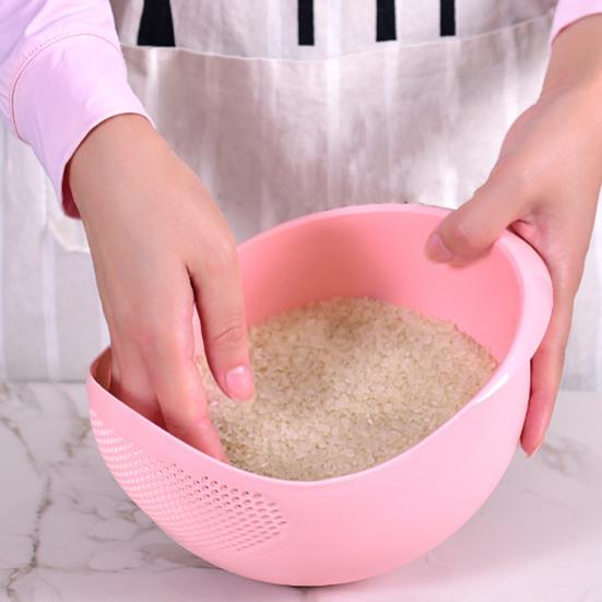 Koszyk do płukania i odsączania ryżu Lekki Plastik spożywczy Dwupoziomowy Otwory drenażowe Warzywa Owoce Przechowywanie Kuchnia