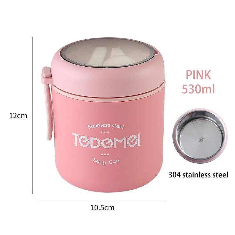 

Мини Изолированный Ланч-бокс Контейнер для еды с ложкой Нержавеющая сталь Вакуумная чашка Чашка для супа Изолированный Бенто Ланч-бокс Термос для еды