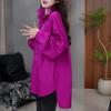 Spring Fashion Loose Fit Solid Color Shirt Trendy Oversized Long Top for Women Casual Commute