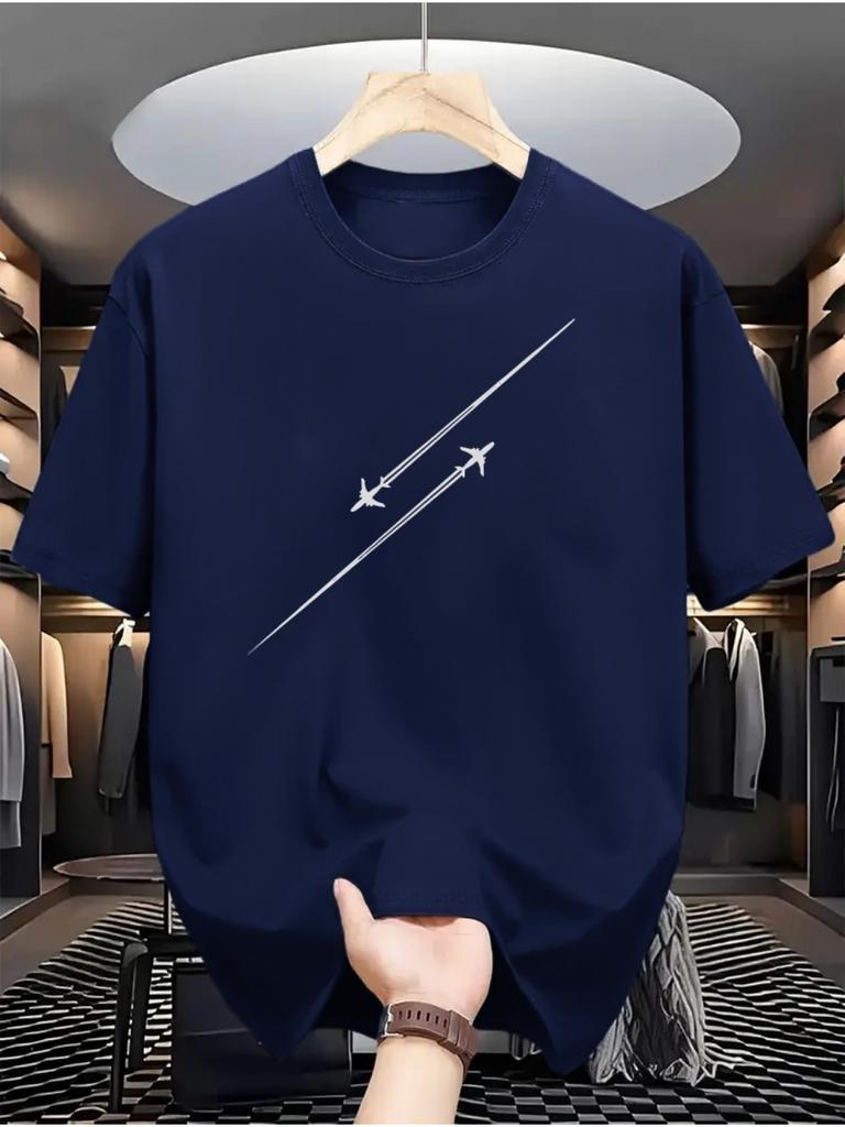 Summer Unisexs Aircraft Flight Track Print 100 Cotton Breathable TShirt Casual Versatile Comfortable Sports Shirt Short Sleeve