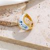Chinese Style Enamel Drip Oil Ring Vintage Cuff Ring  Hand Accessories