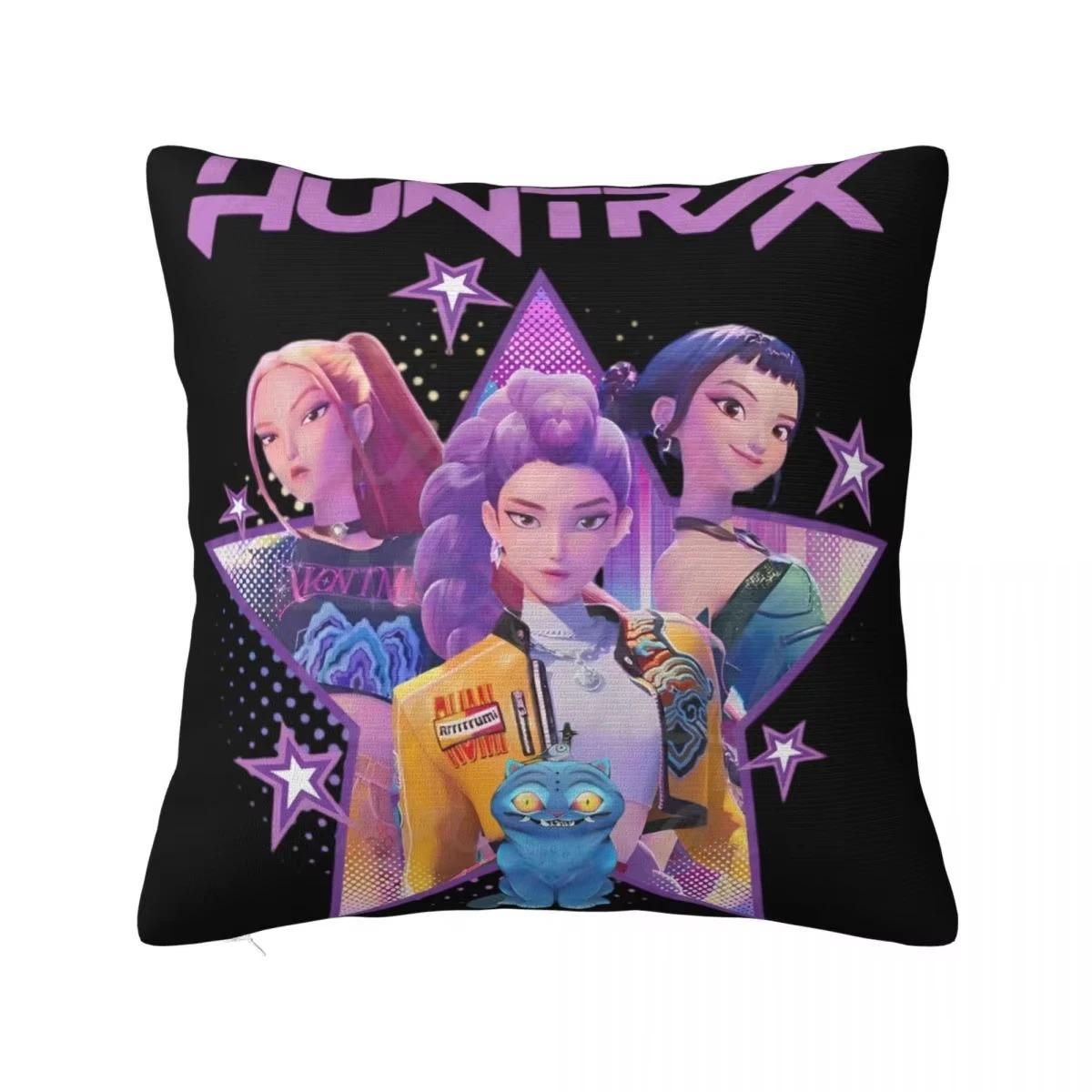 

Kpop Demon Hunters Huntrix Printed Decorative Cushion Cover Soft and Comfortable Printed Pillowcase for Daily Home Decor 18x18Inch