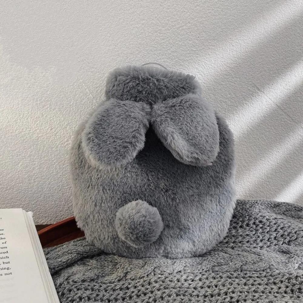

300ML Rabbit Tail Hot Water Bottle Reusable Hand Warmer Plush Hot Water Bag Pain Relief