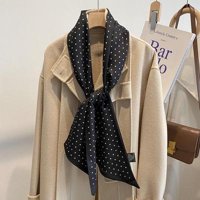 French Black & White Polka Dot Faux Silk Wool Neck Warmer - Versatile & Stylish Scarf