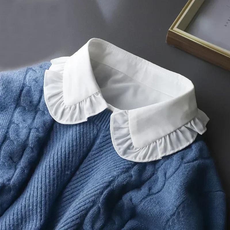 Lace Novelty Fake Collar for Women Shirt Front Ties Detachable Collar Stand Dress Sweater Girls False Collar