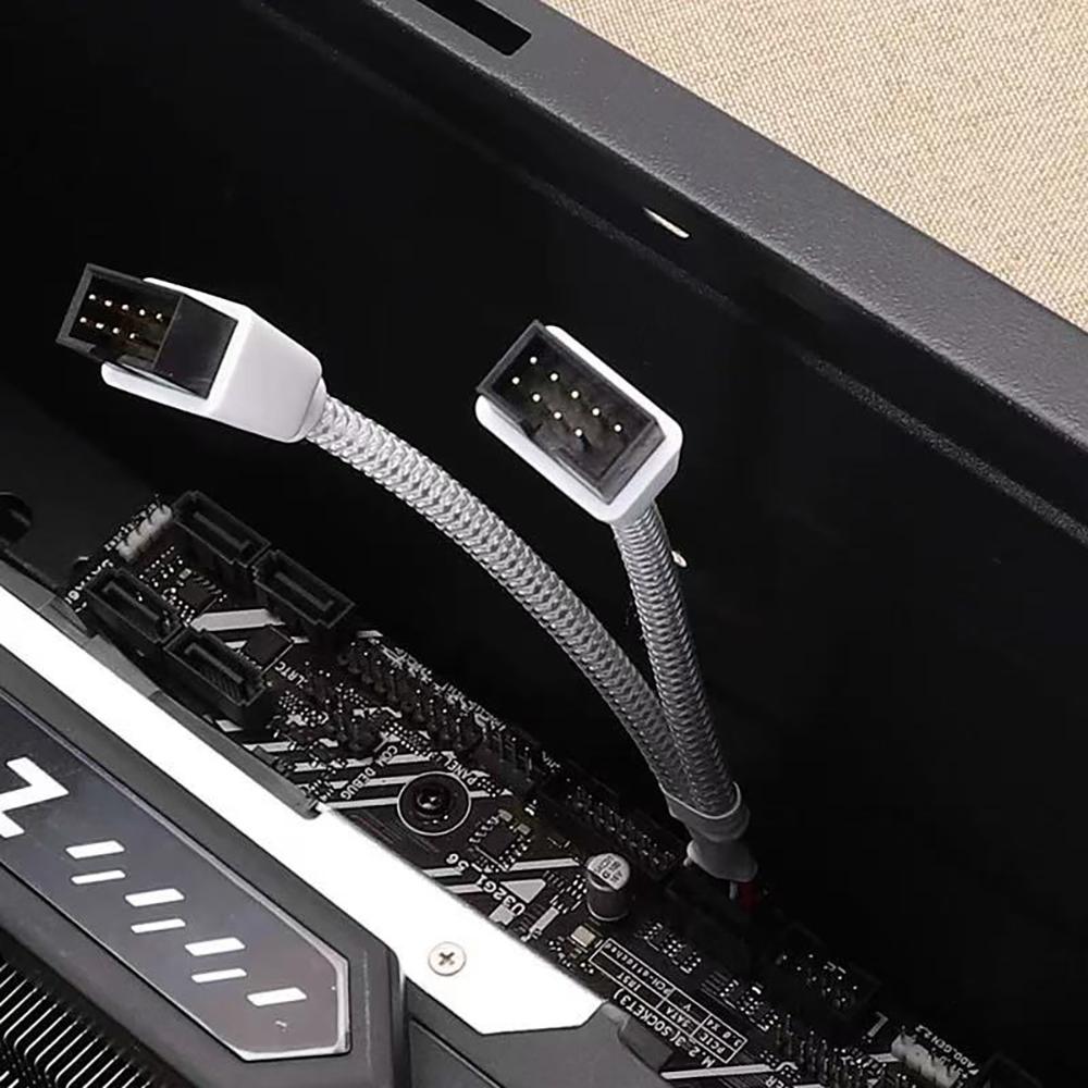 USB 9Pin To Dual 9Pin Cable Splitter Computer PC Case Motherboard 1 In 2 Out Data Transfer Braided Shield Wire HUB Extend Line