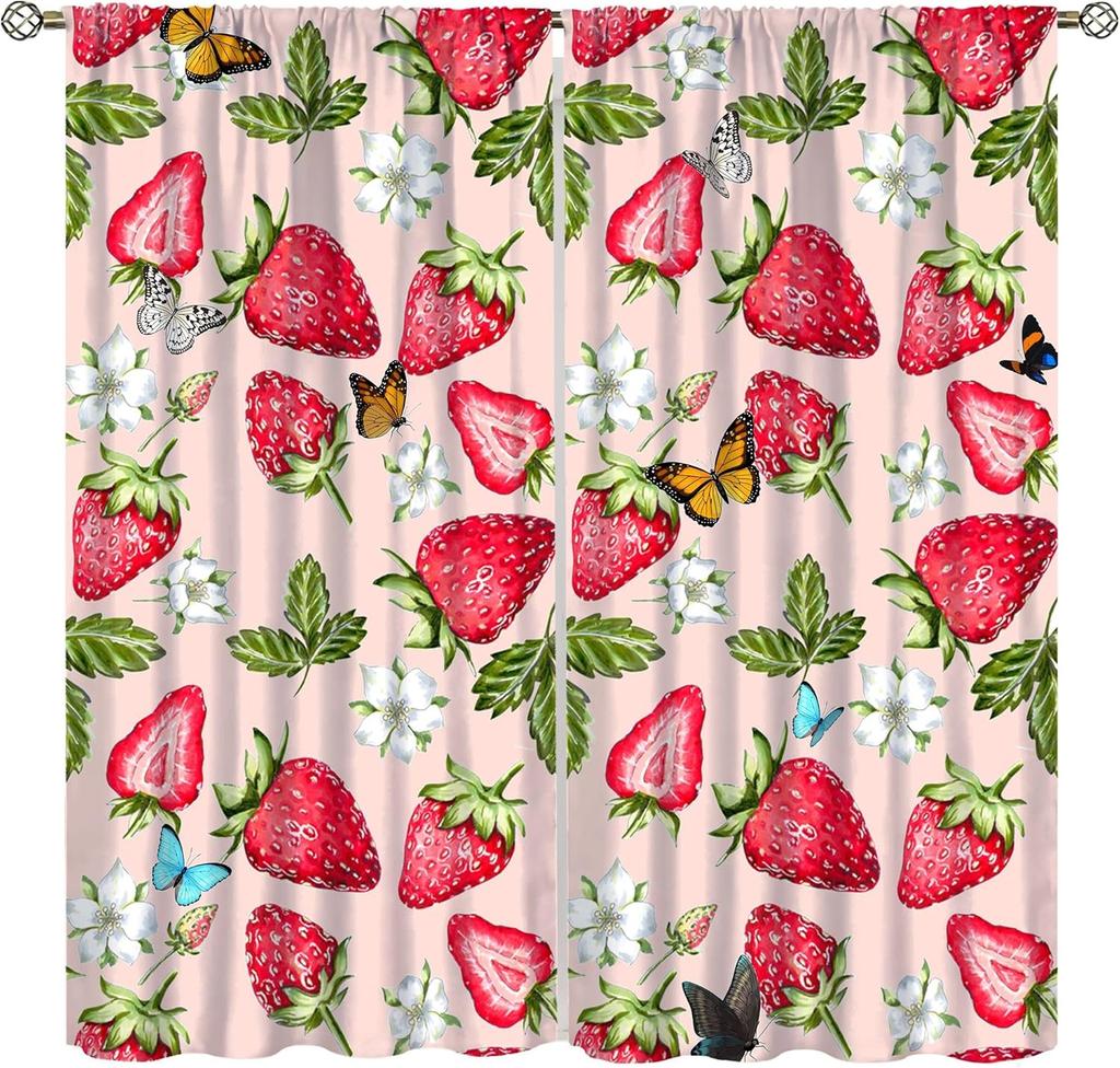 Chef Cooking Curtains For Kitchen,R Cartoon Rustic Vegetable Fruit Lattice Pastry Fat Chef Carrot Corn Gourmet Cookware Window