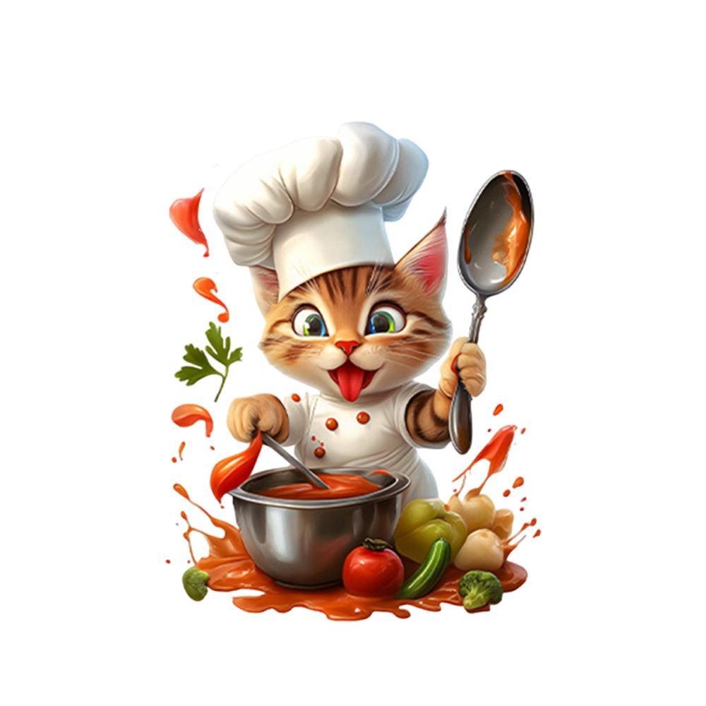 

Reusable Cartoon Cat Mouse Chef Cat Kitchen Decal Waterproof Self-adhesive Decorative Sticker PVC Wall Art Home Decoration