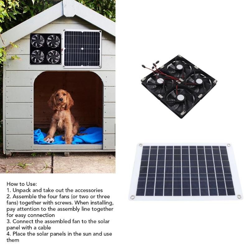 14inch Solar Exhaust Fan Solar Power Controller Solar Panel Powered Fan Ventilation Fan for Dog Kennel Chicken House