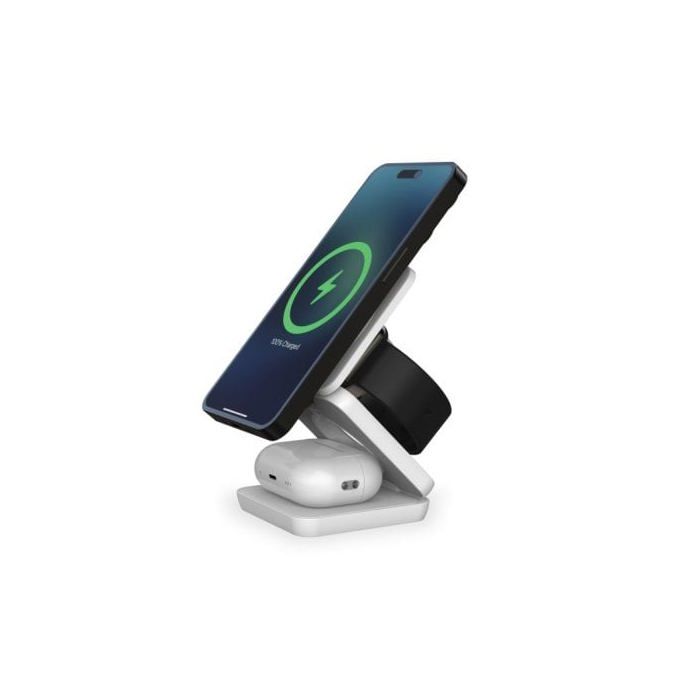Ksix Cube 3 En 1 Cargador Inalámbrico Magsafe Y Qi Apple Watch Y Airpods 15w Blanco