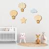 5 Pcs Hot Air Balloon Wall Decor with Cloud And Star Boho Wooden Nursery Wall Art Cartoon Hedgehog Hanging Sign for Kid's Room Playroom