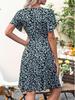 Women's Floral V-Neck A-Line Wrap Dress - Short Sleeve, Elegant & Stylish