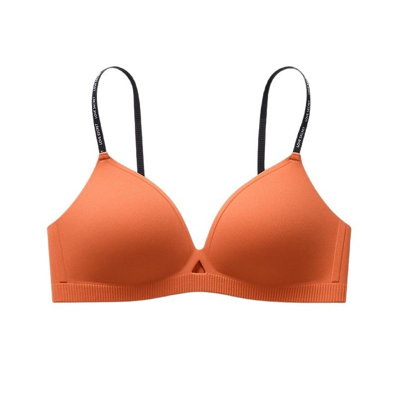 French Underwear Women's Small Breasts Gather Together To Show a Large and Seamless Smooth Naked One-piece Triangular Cup Thin Shoulder Strap Bra
