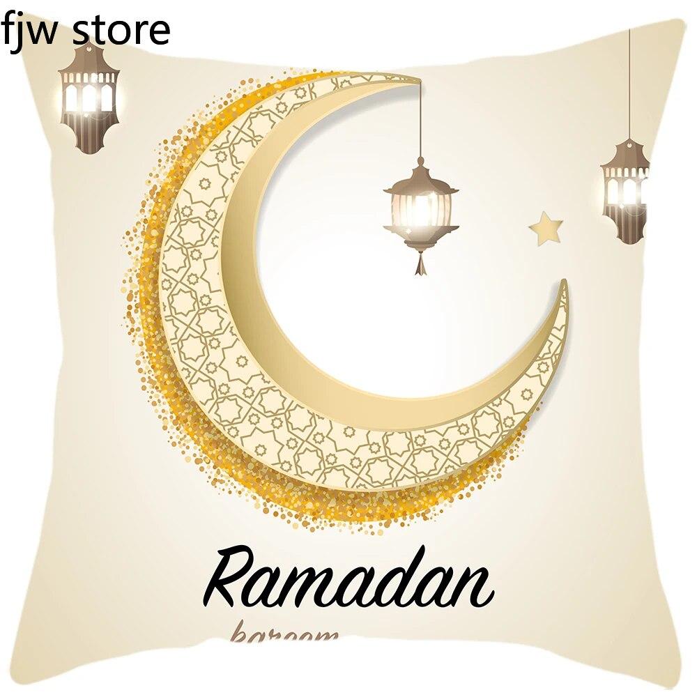 2024 Eid Home Decor Pillowcase Ramadhan Kareem Arabic Calligraphy Pillowcase Islamic Mosque Muslim Decorative Pillowcase Gift