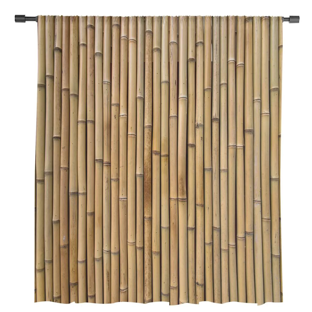 Bambu Retro Shabby Växt Skira Gardiner Vardagsrumsfönster Tyllgardiner För Sovrum Kök Heminredning Voile Draperier
