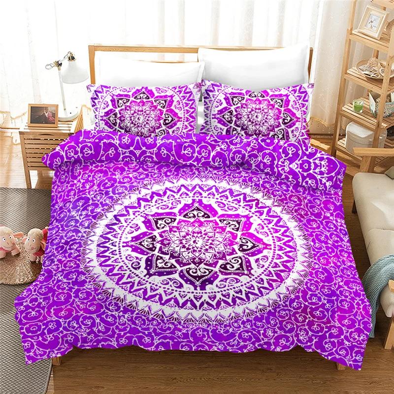 Purple Bohemia Beddings Duvet Cover Sets For Mandala Home Textile Bedroom Bed Cover With Pillowcase Bedclothes Bedset Polyester