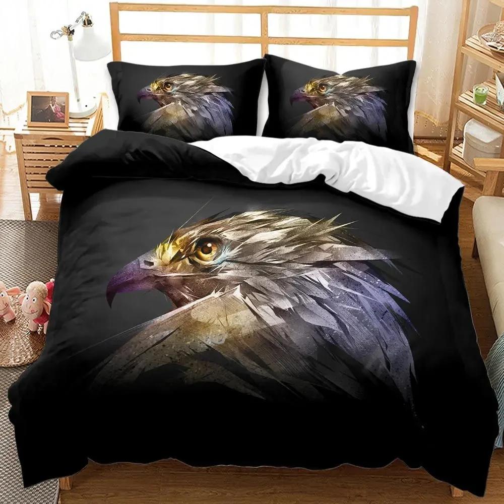Eagle Duvet Cover Set Polyester Bedding for Boys Teens Adults King Queen Size Grey White Duvet Cover Bed Set Quilt Cover