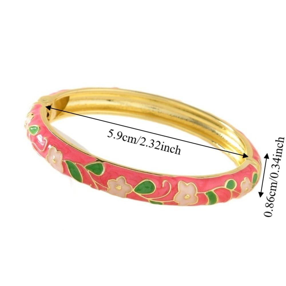 Floral Motifs Cloisonne Bangle Zinc Zinc Zinc Alloy Dropped Glaze Bracelet  Party Jewelry