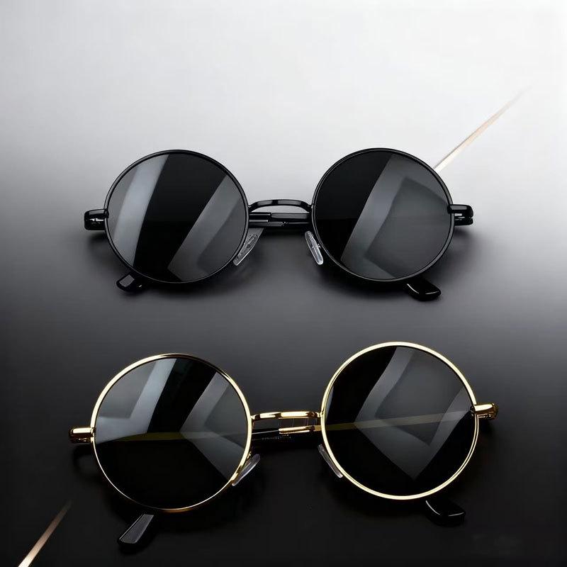 Retro Round Metal Sunglasses - Unisex Prince & Harry Potter Style, Perfect for Weddings