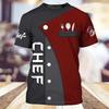 Chef Uniform Pattern T Shirt For Men Chef's Knife 3D Printed Tees Summer Harajuku Short Sleeve Loose Street Tops Sport T-shirts