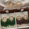 Color Crystal Fringed Earrings, Earrings, Retro Shining Light Luxury Niche Art, Exquisite Elegance And Versatility