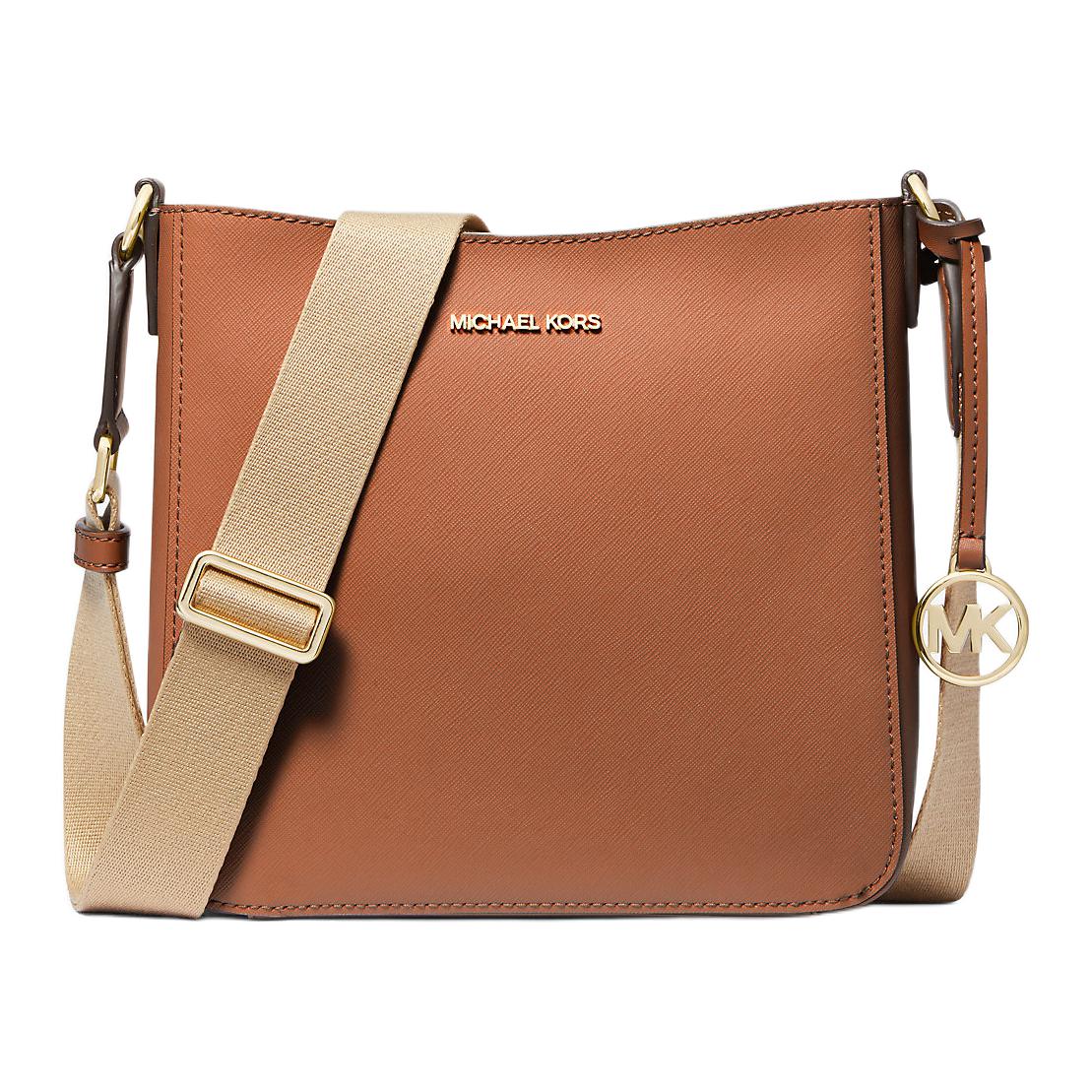 

Michael Kors MK Jet Set Travel Crossbody Bag With Gold Hardware Zipper Closure Coated Canvas Small Unisex crossbody bag Brown 35S4GTVC5L-LUGGAGE Basic Set (Bag+Dust Bag)