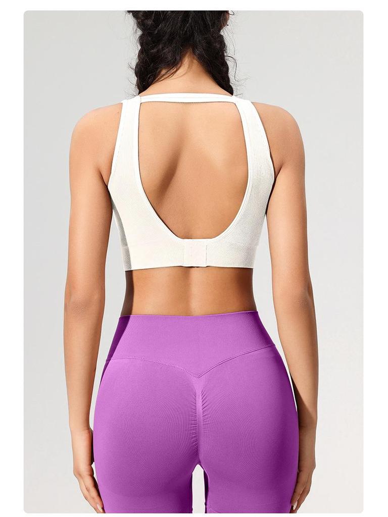 Women's Open-Back Shockproof Yoga Vest with Fixed Cup