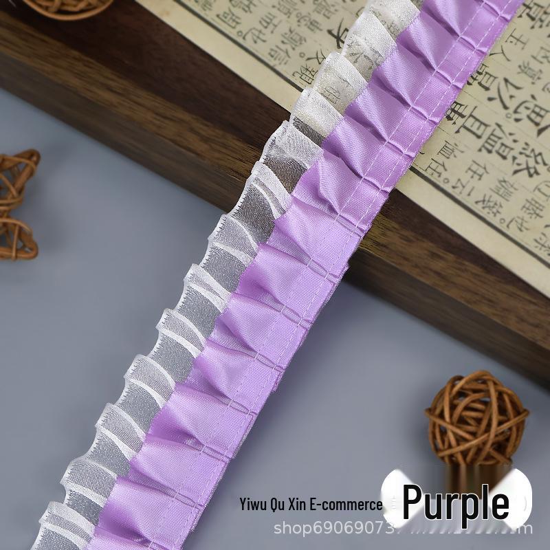 Doppellagiges 4 cm gefaltetes Polyester-Chiffon-Spitzenband mit Herzdesign