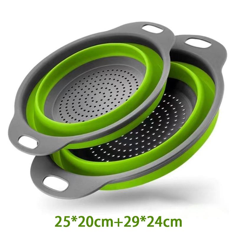Silicone Folding Drainer Basket Portable Kitchen Strainer Fruit Vegetable Washing Folding Drainer Kitchenware Drain Device GLW01