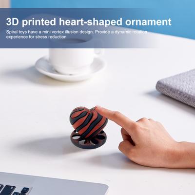 3D-prinditud südamekuju Mini süda Spiraalne Fidget-mänguasi Lõbus laua kaunistus Ärevuse stressi leevendav kingitus lastele täiskasvanutele
