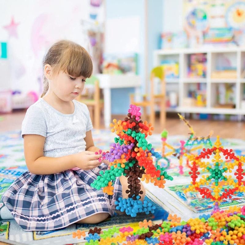 48Pcs Plum Blossom Building Blocks 3D Bricks Toys Baby Snowflake Building Blocks Toys Diy Educational Blocking Toys Gifts