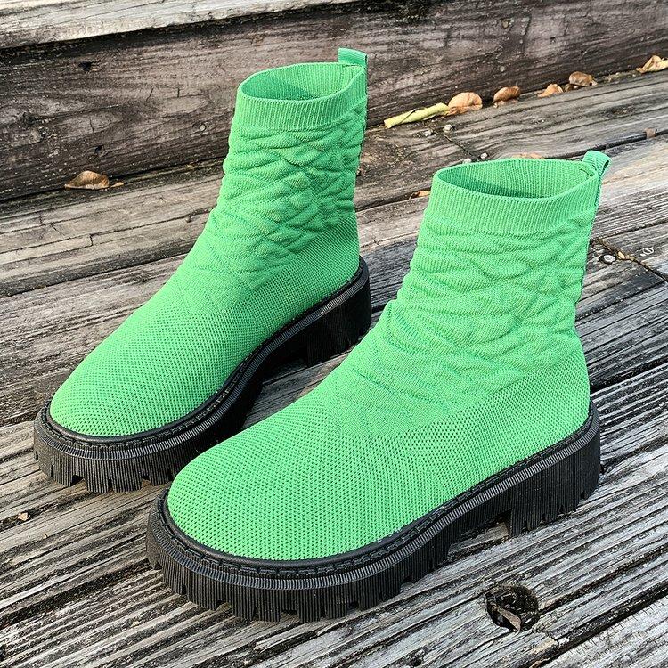 Fashion Spring and Autumn New Sock Boots Women's Plus Size Slip-on Stretch Boots Casual Outside Wear