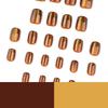 Brown Tones Cat Eye Glitter Short Square False Nails for Autumn & Winter