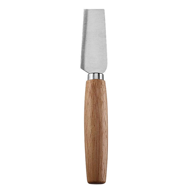 Stainless Steel Cheese Knife & Fork Set, Rubber Wood Handles - Western Tableware
