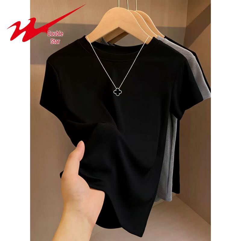Shuangxing Women's Slim Fit Round Neck Short Sleeve T-Shirt