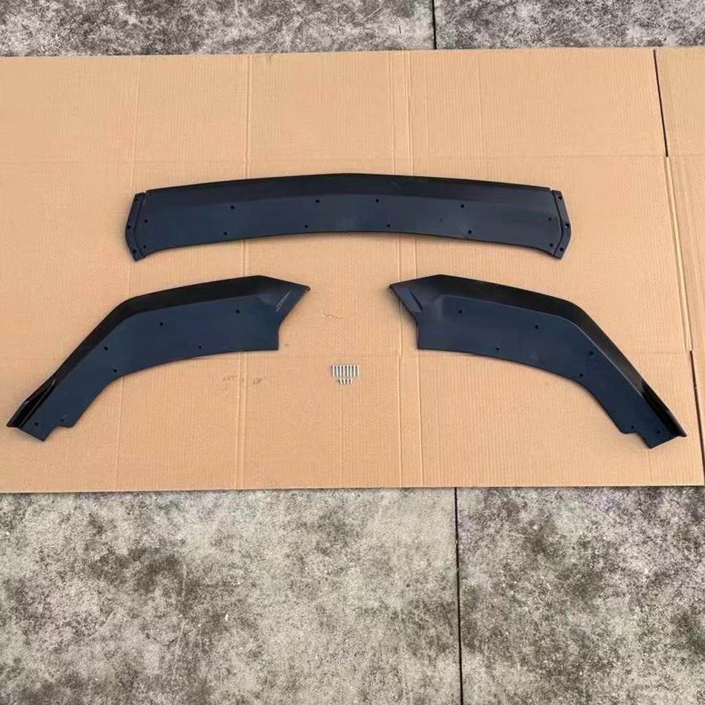 24V Mustang Three-Stage Front Lip & Rear Spoiler Body Kit, Bright Black Carbon Fiber Pattern