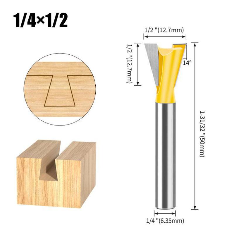 1Pc 6.35mm 12.7mm Shank Dovetail Joint Router Bits Set Dovetail Joint Router Bits Set 14 Degree Milling Cutter For Wood