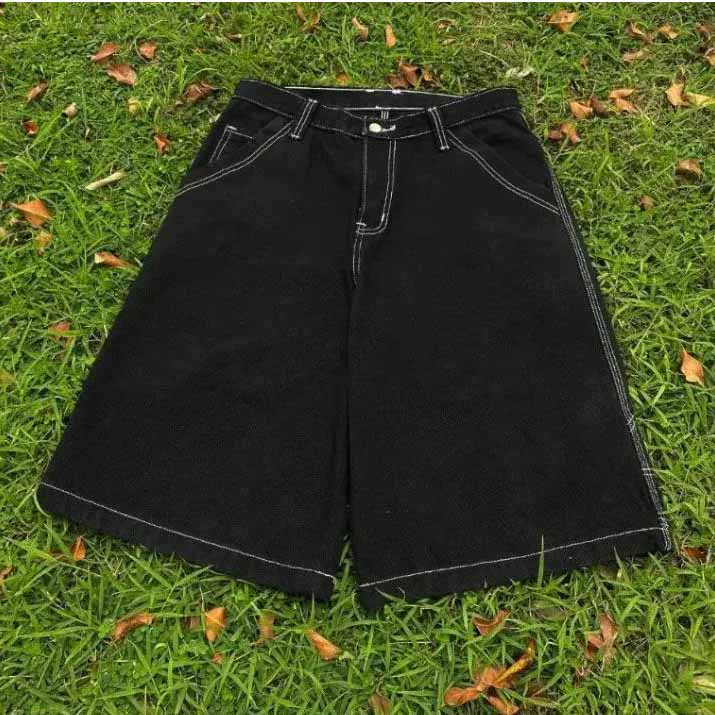Koreli Kadın Şortları Vintage Bol Kot Sokak Giyimi Jorts Harajuku Gotik Oversize Denim Pantolon Nakış Yaz