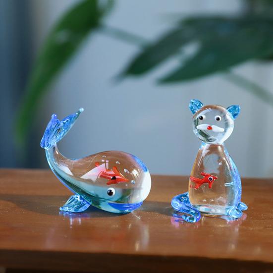Yousheng Desktop Ornament Ocean Themed Whale Shape High Borosilicate Glass Decorative Figurine Home Office Decoration