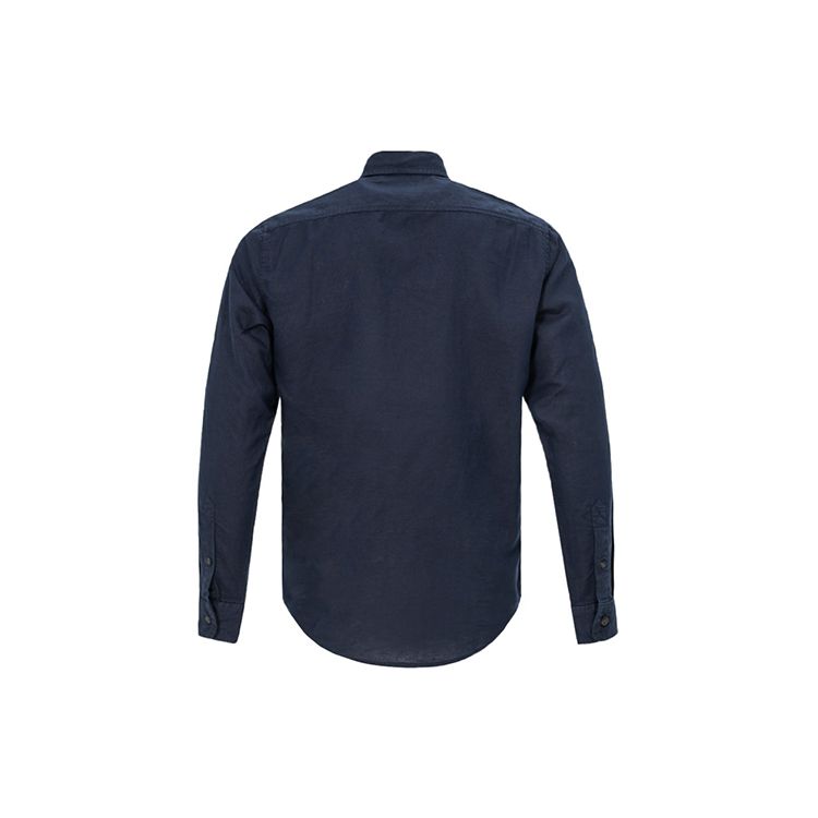 Timberland Embroidered Logo Curved Hem Long Sleeve Shirt Men shirts Dark-Blue A1SHF433